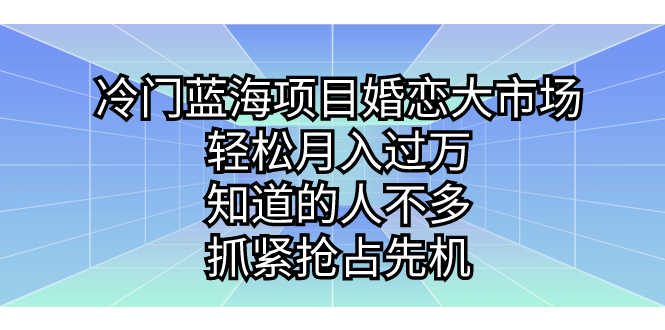 （7115期）冷门蓝海项目婚恋大市场，轻松月入过万，知道的人不多，抓紧抢占先机。-安索博客网