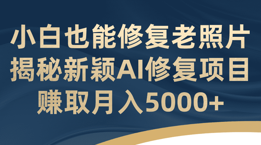 （7072期）小白也能修复老照片！揭秘新颖AI修复项目，赚取月入5000+-安索博客网