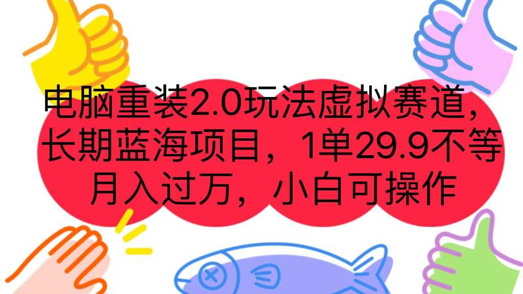 （7037期）电脑重装2.0玩法虚拟赛道，长期蓝海项目 一单29.9不等 月入过万 小白可操作-安索博客网