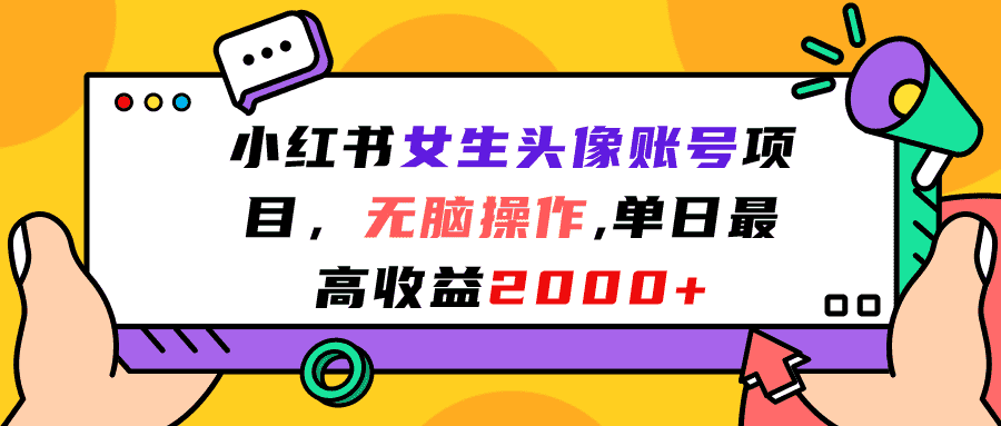 （7036期）小红书女生头像账号项目，无脑操作“”单日最高收益2000+-安索博客网