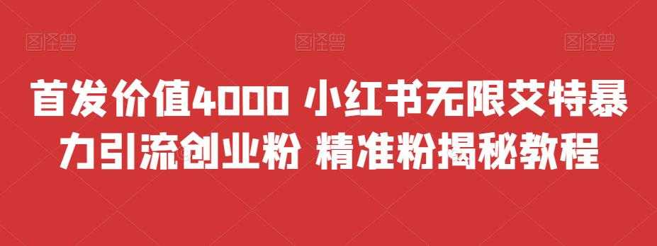 （6982期）首发价值4000 小红书无限艾特暴力引流创业粉 精准粉揭秘教程-安索博客网