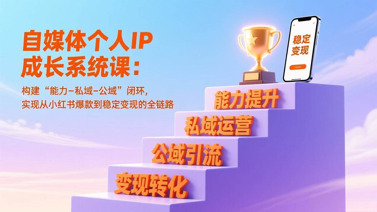 （17192期）自媒体个人IP成长系统课：打造“能力-私域-公域”闭环，从做小红书爆款到稳定赚钱，一条龙搞定-安索博客网