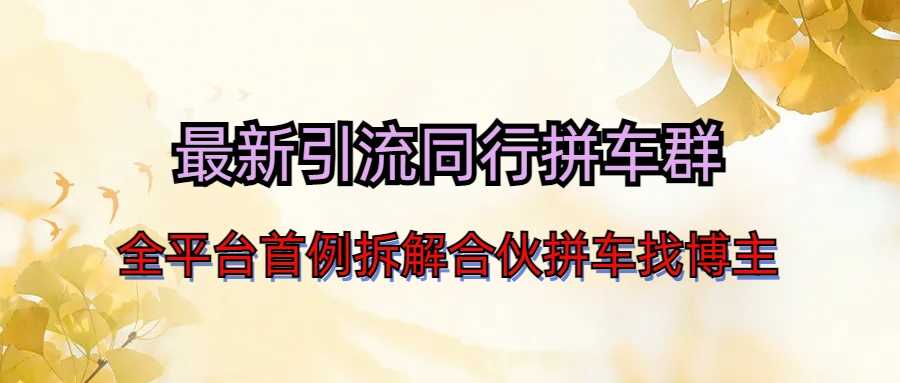 （6853期）最新引流同行拼车群合伙拼车找博主日引百人新玩法-安索博客网