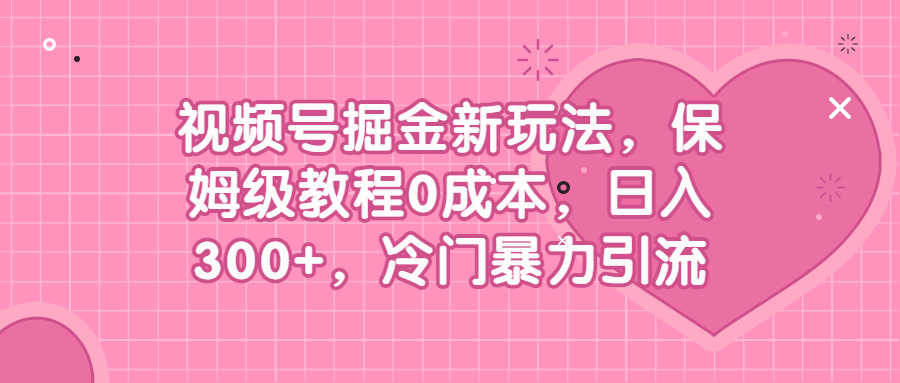 （6802期）视频号掘金新玩法，保姆级教程0成本，日入300+，冷门暴力引流-安索博客网
