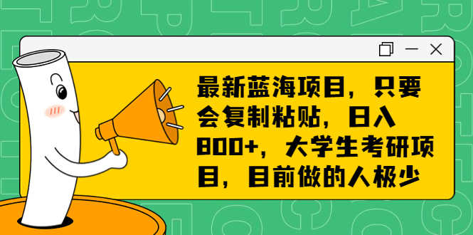 （6780期）最新蓝海项目，只要会复制粘贴，日入800+，大学生考研项目，目前做的人极少-安索博客网