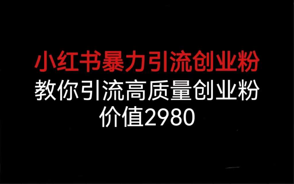 （6779期）小红书暴力引流创业粉，教你引流高质量创业粉，价值2980-安索博客网