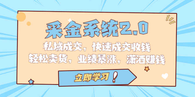（6750期）采金 系统2.0，私域成交，快速成交收钱，轻松卖货，业绩暴涨，潇洒赚钱-安索博客网