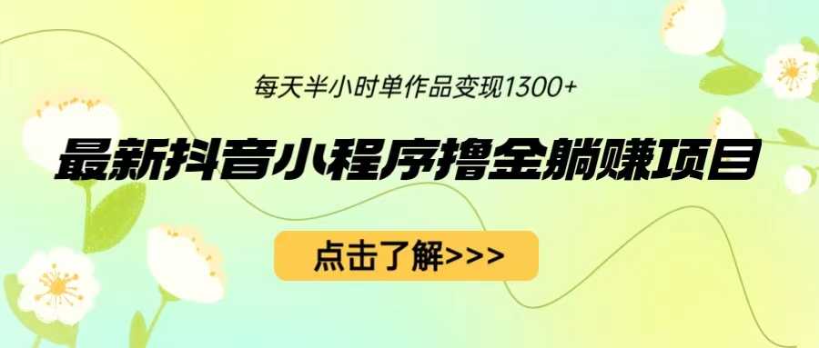 （6613期）最新抖音小程序撸金躺赚项目，一部手机每天半小时，单个作品变现1300+-安索博客网