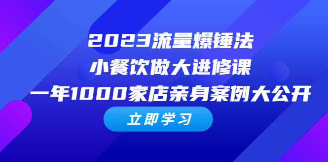 （6485期）2023流量 爆锤法，小餐饮做大进修课，一年1000家店亲身案例大公开-安索博客网