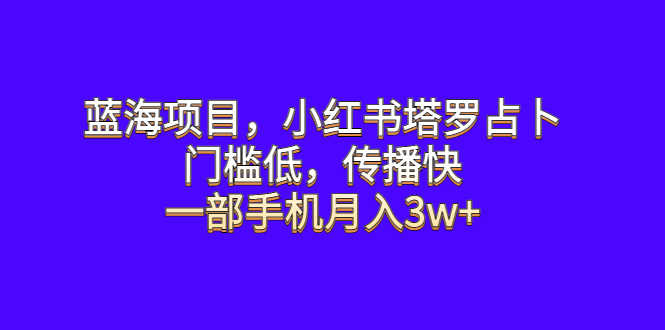 （6427期）蓝海项目，小红书塔罗占卜，门槛低，传播快，一部手机月入3w+-安索博客网