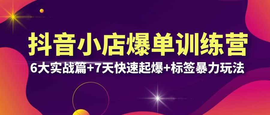 （6348期）抖音小店爆单训练营VIP线下课：6大实战篇+7天快速起爆+标签暴力玩法(32节)-安索博客网