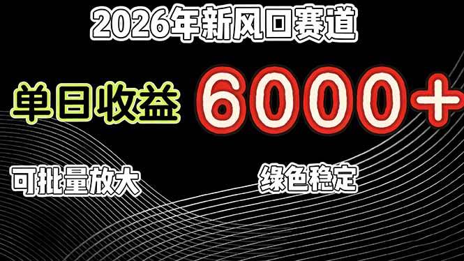 2026年风口新项目：日赚6000+，轻松复制放大，月入20万不是梦-安索博客网