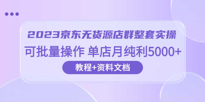 （6223期）2023京东-无货源店群整套实操 可批量操作 单店月纯利5000+63节课+资料文档-安索博客网