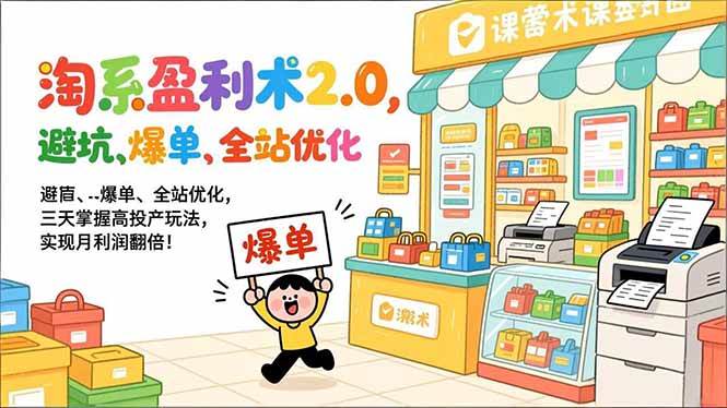 （17127期）淘系盈利术2.0，避开坑、爆单、全站优化，三天掌握高投产玩法，月利润翻倍不是梦！-安索博客网