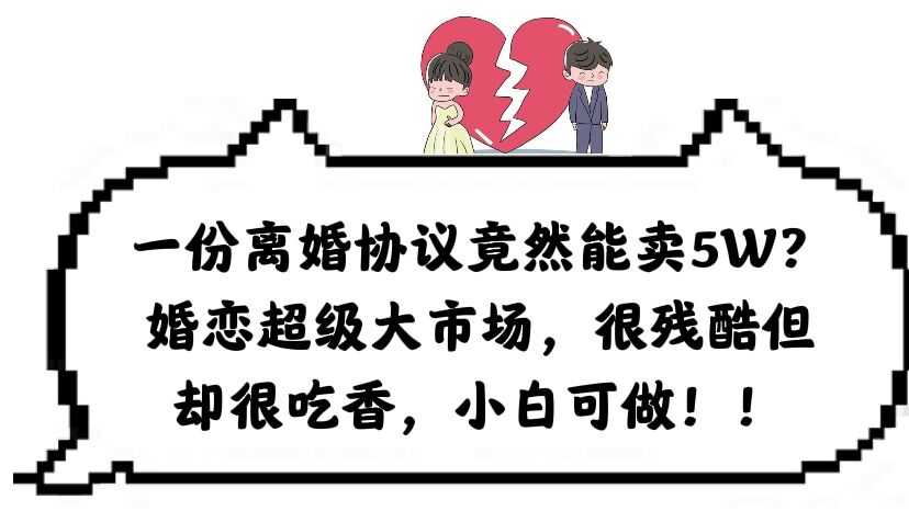 （6176期）一份离婚协议竟然能卖5W？婚恋超级大市场，很残酷但却很吃香，小白可做-安索博客网
