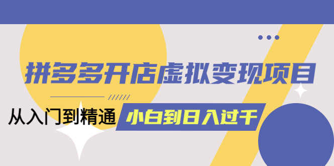 （6169期）拼多多开店虚拟变现项目：入门到精通 从小白到日入1000（完整版）6月13更新-安索博客网