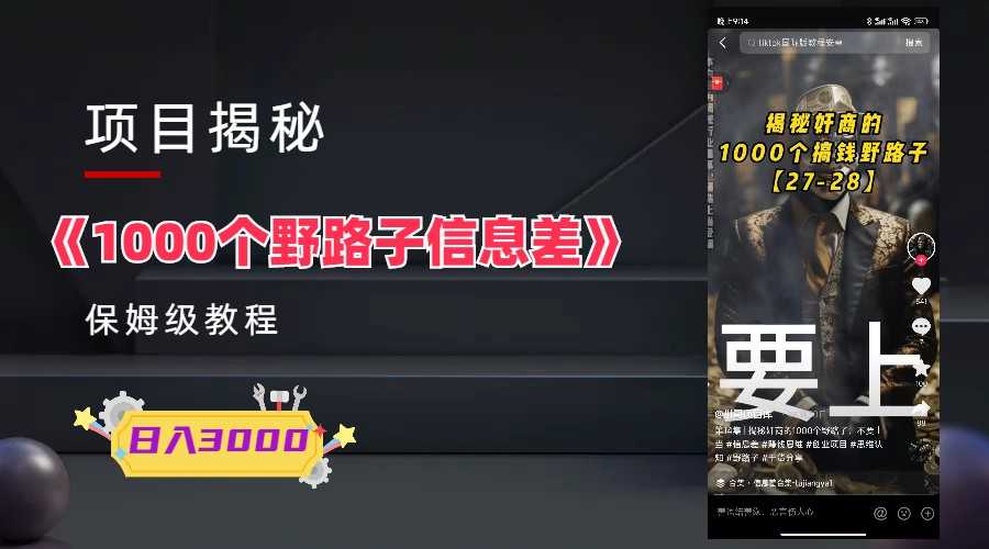（6135期）1000个野路子信息差保姆式教程-单日变现3000+的玩法解密-安索博客网