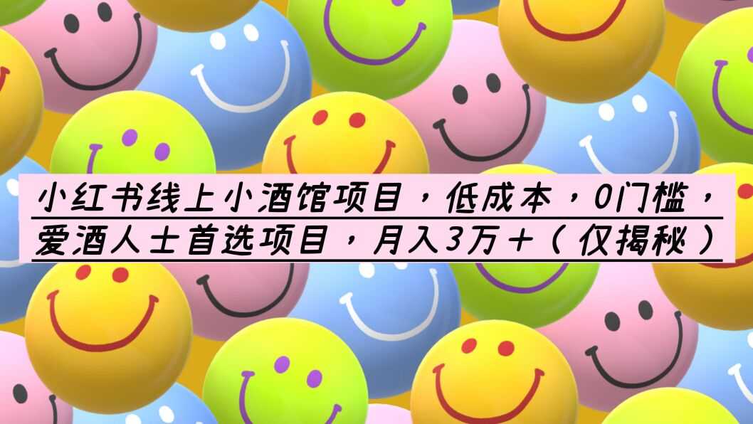 （6132期）小红书线上小酒馆项目，低成本，0门槛，爱酒人士首选项目，月入3万＋-安索博客网