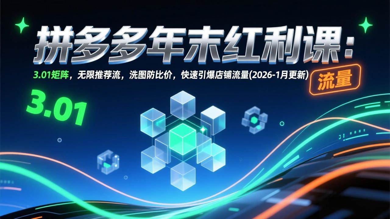 （17100期）拼多多年末红利课：3.01矩阵，无限推荐流，洗图防比价，快速引爆店铺流量（2026年1月更新）-安索博客网