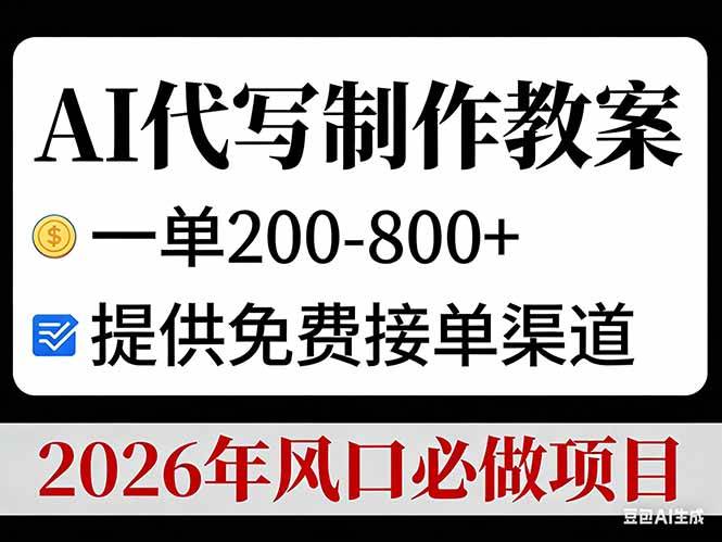 AI代写教案，一单赚200-800+，还送免费接单渠道！2026年最火副业，不搞就亏了！-安索博客网