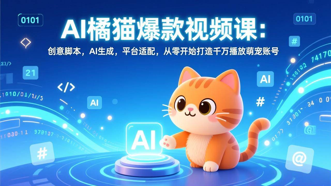 AI橘猫爆款视频课：用AI做萌宠视频，从0到千万播放不是梦-安索博客网