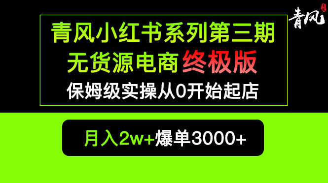 （5723期）小红书无货源电商爆单终极版【视频教程+实战手册】保姆级实操从0起店爆单-安索博客网