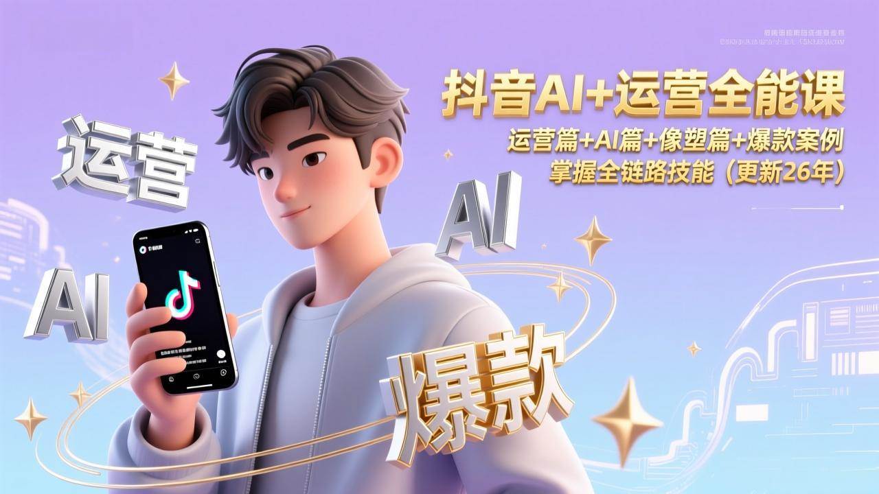 抖音AI+运营全能课，运营+AI+像塑+爆款案例，全链路技能全拿下（更新到26年）-安索博客网