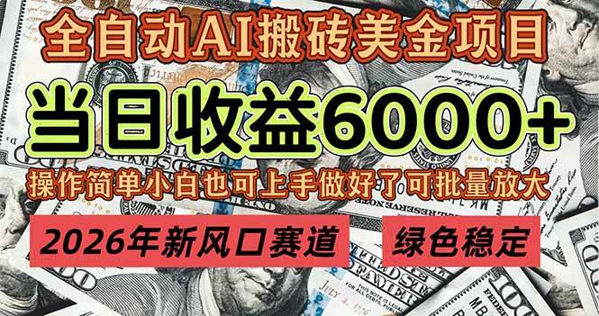 2026年新风口来了！一天赚6000+，还能批量操作，月入20万+，又稳又绿色的项目-安索博客网
