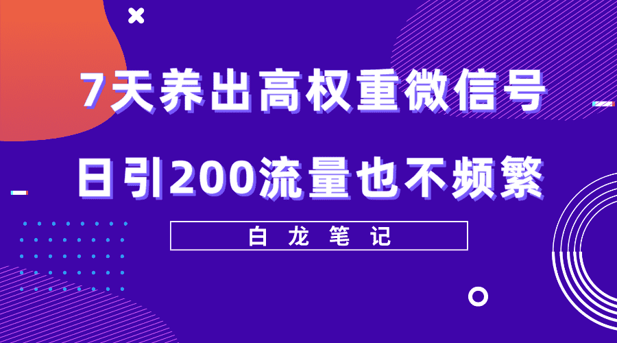 （5630期）7天养出高权重微信号，日引200流量也不频繁，方法价值3680元-安索博客网