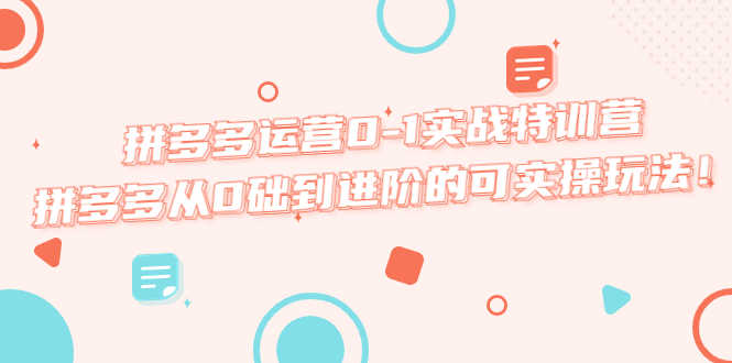 （5521期）拼多多运营0-1实战特训营，拼多多从0础到进阶的可实操玩法！-安索博客网