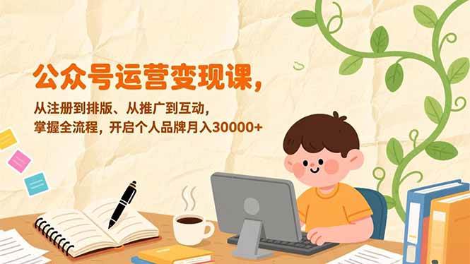 公众号运营变现课，手把手教你从零做到月入3万+-安索博客网