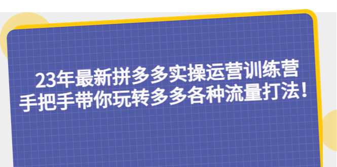 （5435期）23年最新拼多多实操运营训练营：手把手带你玩转多多各种流量打法！-安索博客网