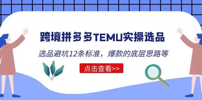（5402期）跨境拼多多TEMU实操选品运营方法，选品避坑12条标准，爆款的底层思路等-安索博客网