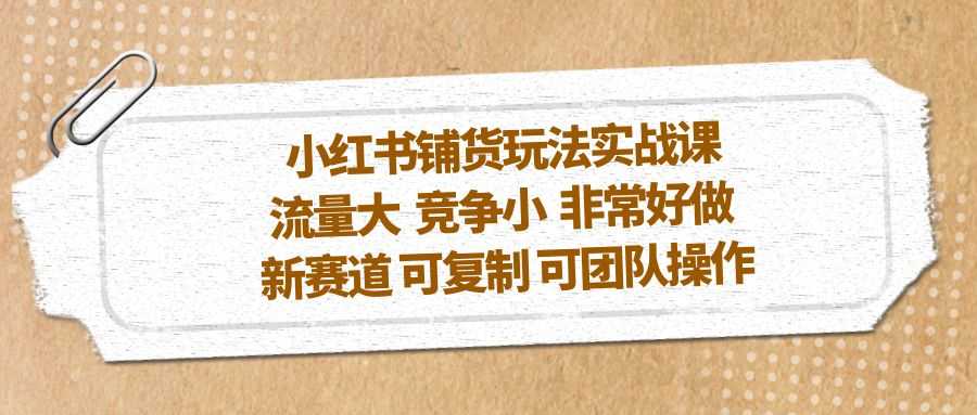 （5291期）小红书铺货玩法实战课，流量大 竞争小 非常好做 新赛道 可复制 可团队操作-安索博客网
