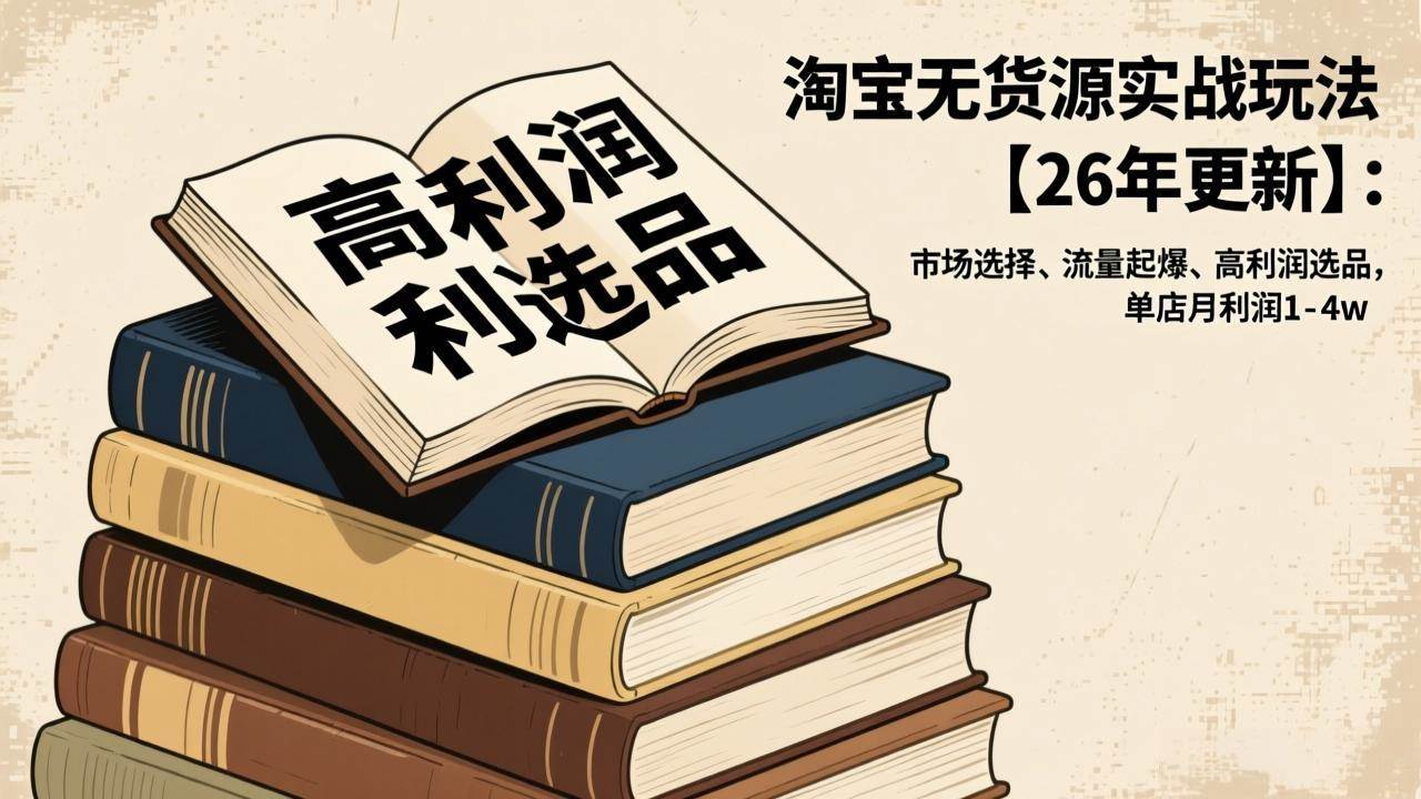 （17046期）淘宝无货源实战玩法【26年更新】：怎么选市场、怎么爆流量、怎么挑高利润品，单店月赚1-4万-安索博客网