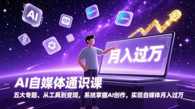 （17035期）AI自媒体通识课，五大专题，从工具到变现，系统搞定AI创作，轻松月入过万-安索博客网