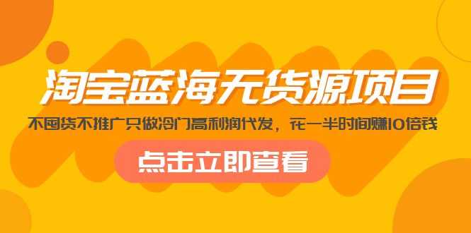 （5062期）淘宝蓝海无货源项目，不囤货不推广只做冷门高利润代发，花一半时间赚10倍钱-安索博客网