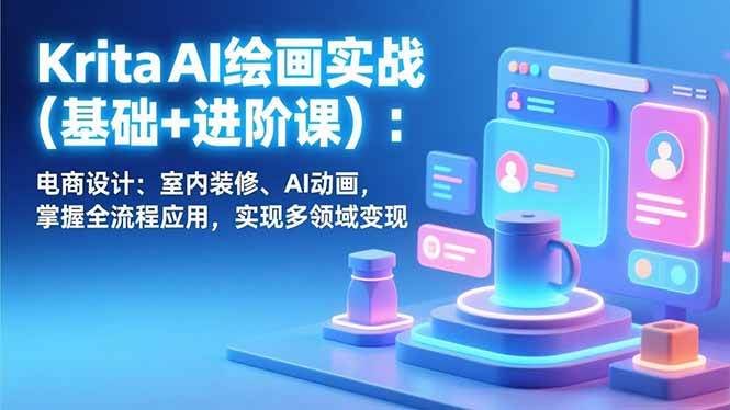 17023期 Krita AI绘画实战（基础+进阶课）：电商设计、室内装修、AI动画，搞定全流程，玩转多个领域变现-安索博客网