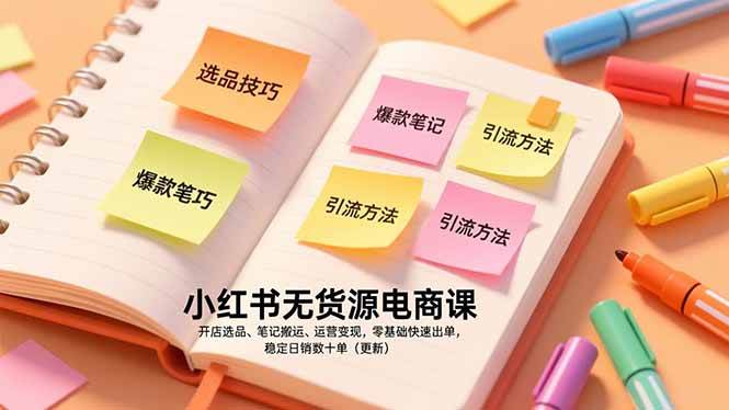 （17018期）小红书无货源电商课，开店选品、笔记搬运、运营变现，零基础也能快速出单，稳定日销几十单（更新）-安索博客网