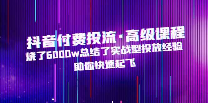 （4928期）抖音付费投流·高级课程，烧了6000w总结了实战型投放经验，助你快速起飞-安索博客网