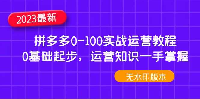 （4835期）2023拼多多0-100实战运营教程，0基础起步，运营知识一手掌握（无水印）-安索博客网