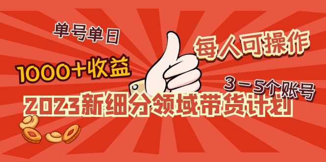 （4827期）2023新细分领域带货计划：单号单日1000+收益不难，每人可操作3-5个账号-安索博客网