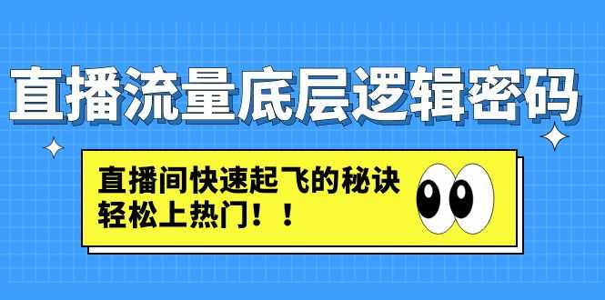 （4756期）直播流量底层逻辑密码：直播间快速起飞的秘诀，轻松上热门-安索博客网