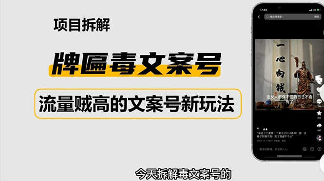 （4676期）2023抖音快手毒文案新玩法，牌匾文案号，起号快易变现-安索博客网