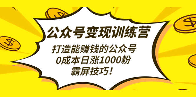 （4585期）公众号变现训练营（第3期）打造能赚钱的公众号，0成本日涨1000粉，霸屏技巧-安索博客网
