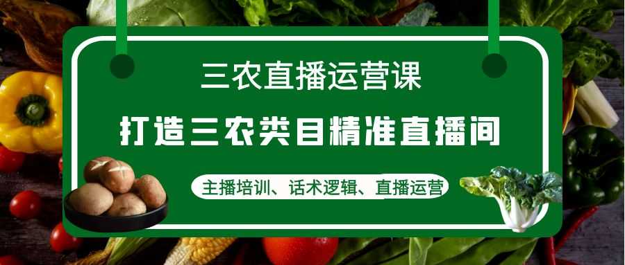（4581期）三农直播运营课：打造三农类目精准直播间，主播培训、话术逻辑、直播运营-安索博客网