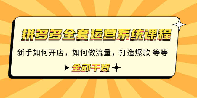 （4430期）拼多多全套运营系统课程：新手如何开店 如何做流量 打造爆款 等等 全部干货-安索博客网
