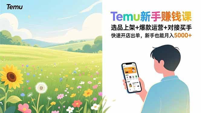 Temu新手赚钱课：选品上架+爆款运营+对接买手，快速开店出单，新手也能月入5000+-安索博客网