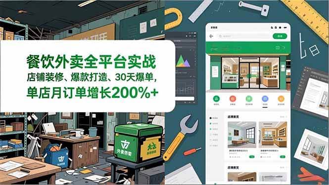 （16978期）餐饮外卖全平台实战，教你店铺装修、爆款打造、30天爆单，手把手带你干，单店月订单涨200%+-安索博客网