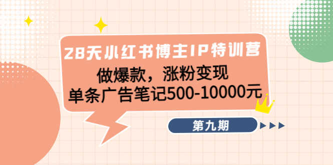 （4267期）28天小红书博主IP特训营《第9期》做爆款，涨粉变现 单条广告笔记500-10000-安索博客网